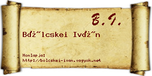 Bölcskei Iván névjegykártya